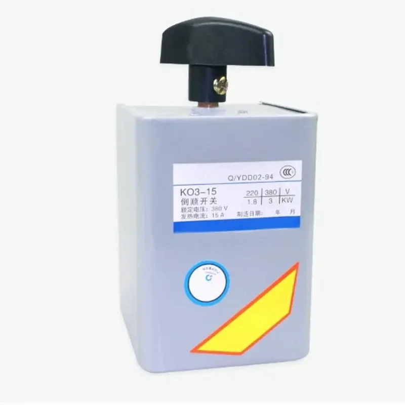 For AC 380V 15A 3KW Reversing Drum Switch Forward Stop Reverse Motor Control KO3-15A Siliver Changeover Forward Reversing Switch