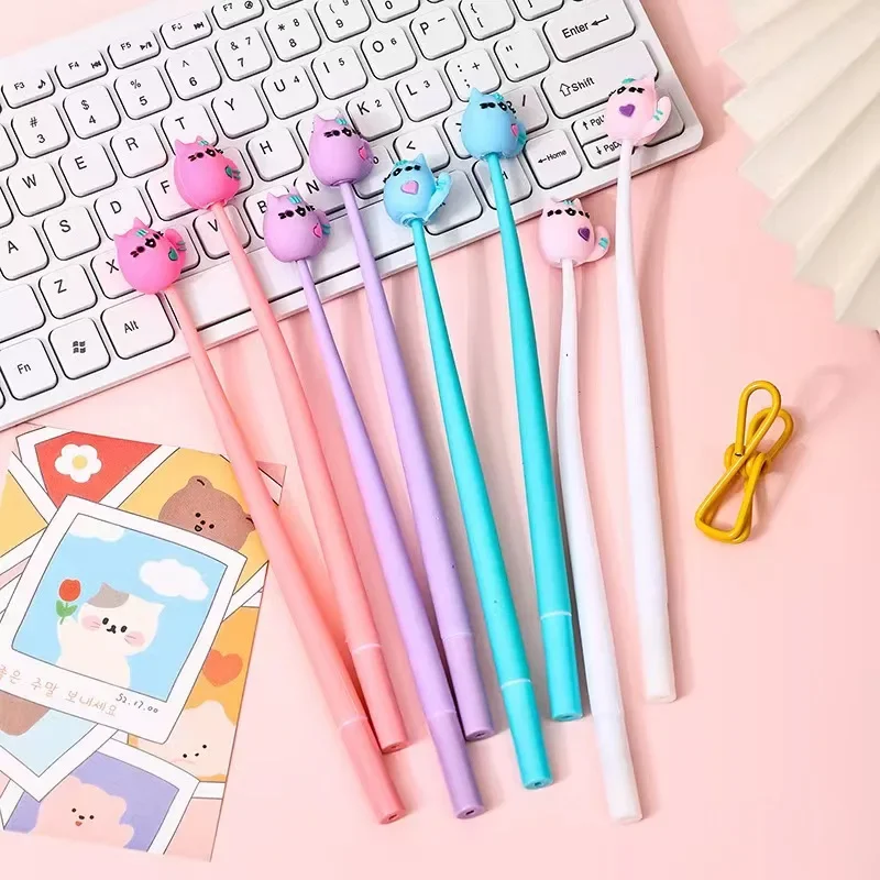 24Pcs Wholesale cartoon kitten rocking music gender-neutral pen, cute cat shape rocking pen high-value stationery