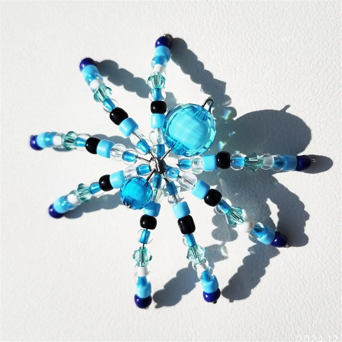 【HOT A88T】 30Pcs Handmade Christmas Snowflake Wire Bead Ornaments & Halloween Spider- DIY Craft Supplies for Festive Decor 15cm