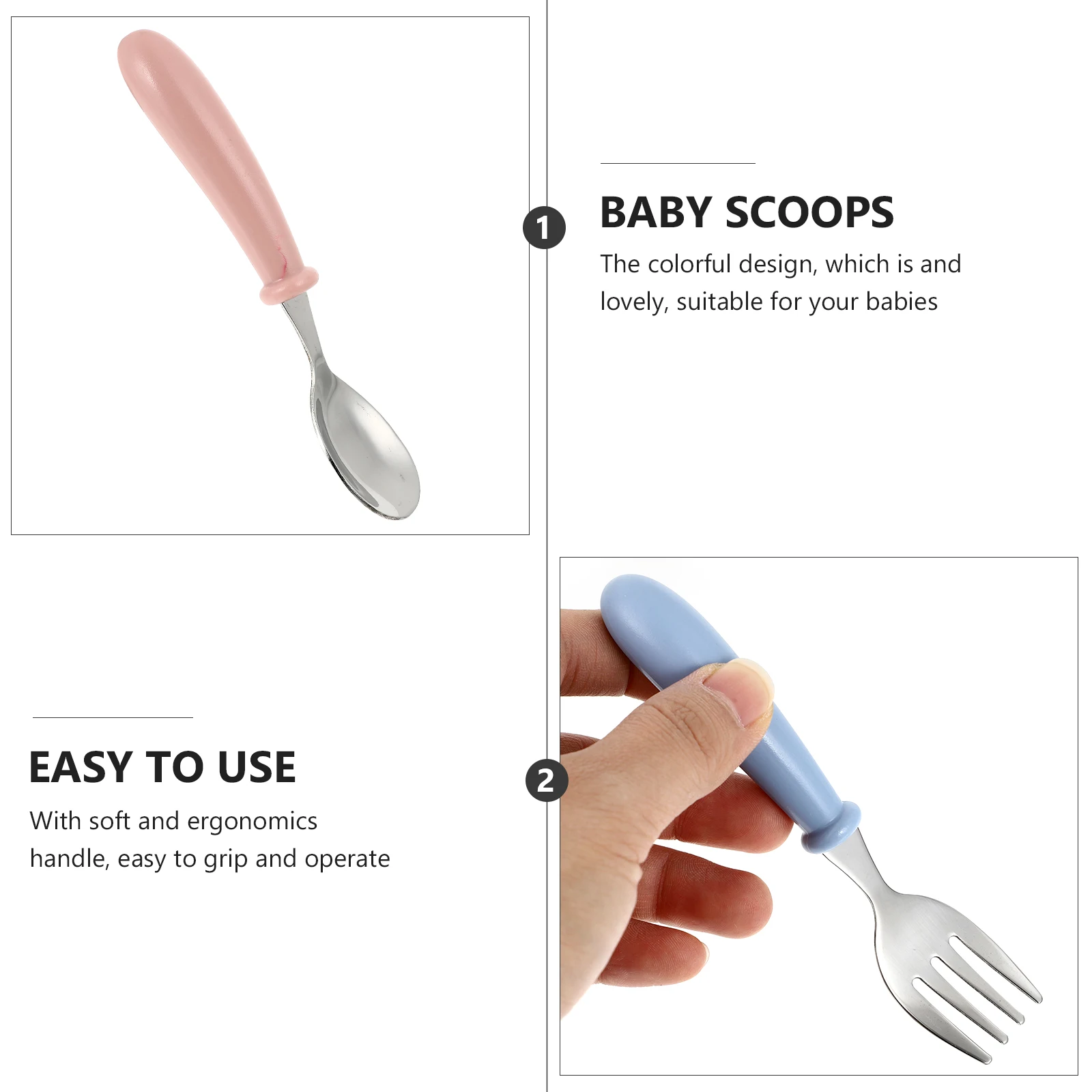 

6 шт. детские ложки для кормления и вилки из нержавеющей стали, креативные разные цвета, эргономичная ручка, легкое портативное детское питание