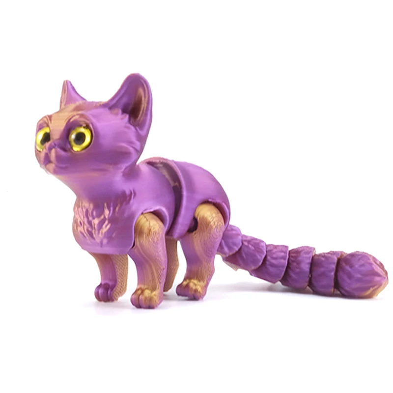 1 шт. детский подарок с 3D принтом, мини-милая кукла-кошка, многошарнирная подвижная имитация сверкающих глаз, аксессуар для украшения дома