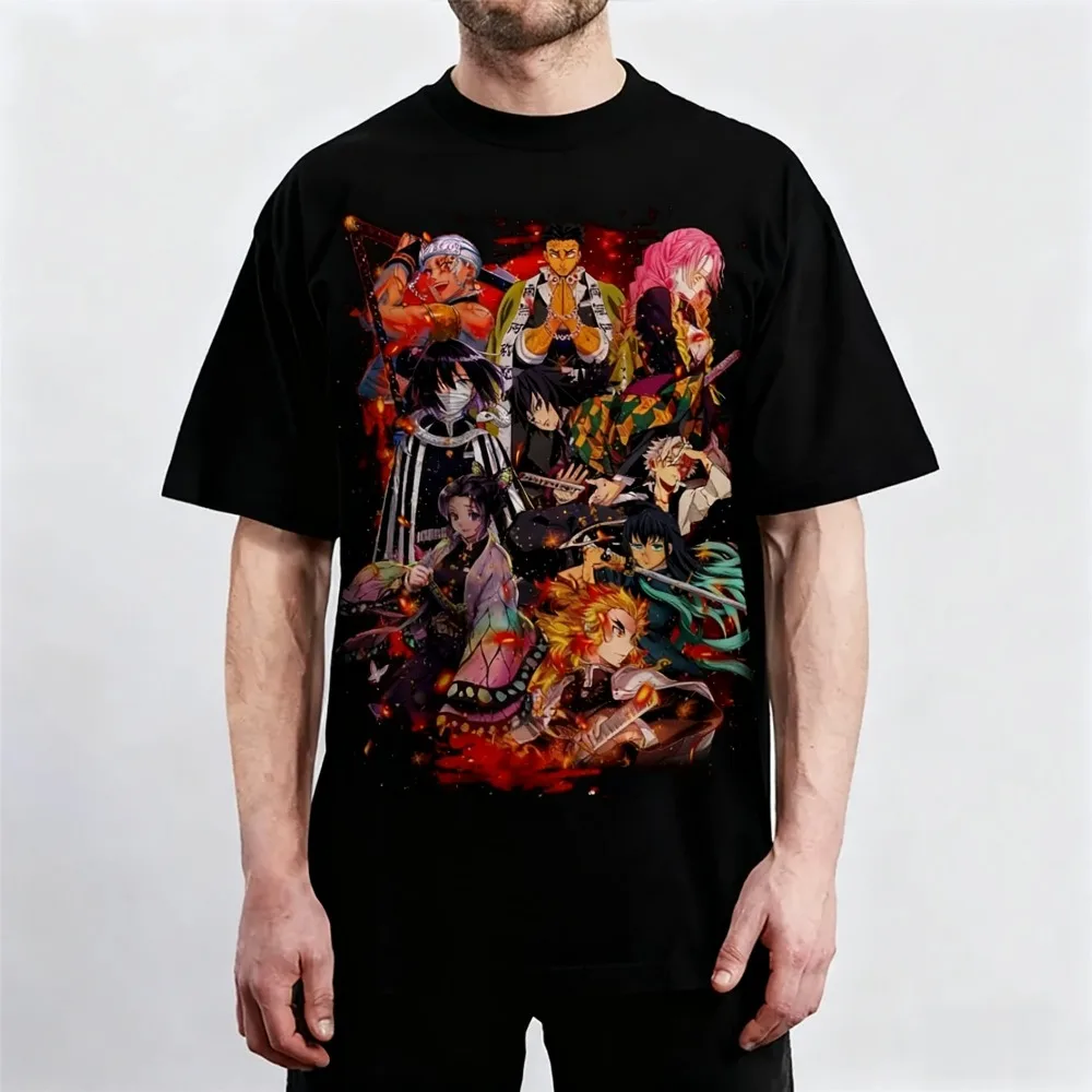 เสื้อยืดอนิเมะดาบพิฆาตอสูร แขนสั้น สำหรับผู้ชาย ผู้หญิง และเด็ก สไตล์ลำลอง เรียบง่าย ใส่สบาย เหมาะสำหรับฤดูใบไม้ผลิและฤดูร้อน