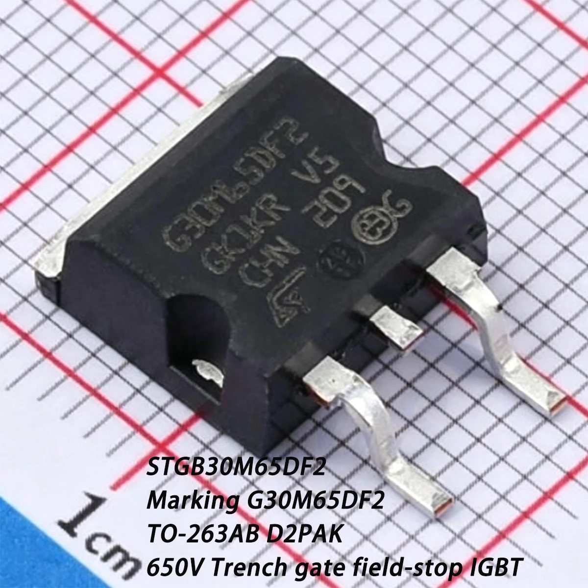 5PCS STGB30M65DF2 Marking G30M65DF2 TO-263AB D2PAK 650V 30A 60A 120A 258W NEW Original Trench gate field-stop IGBT Transistor