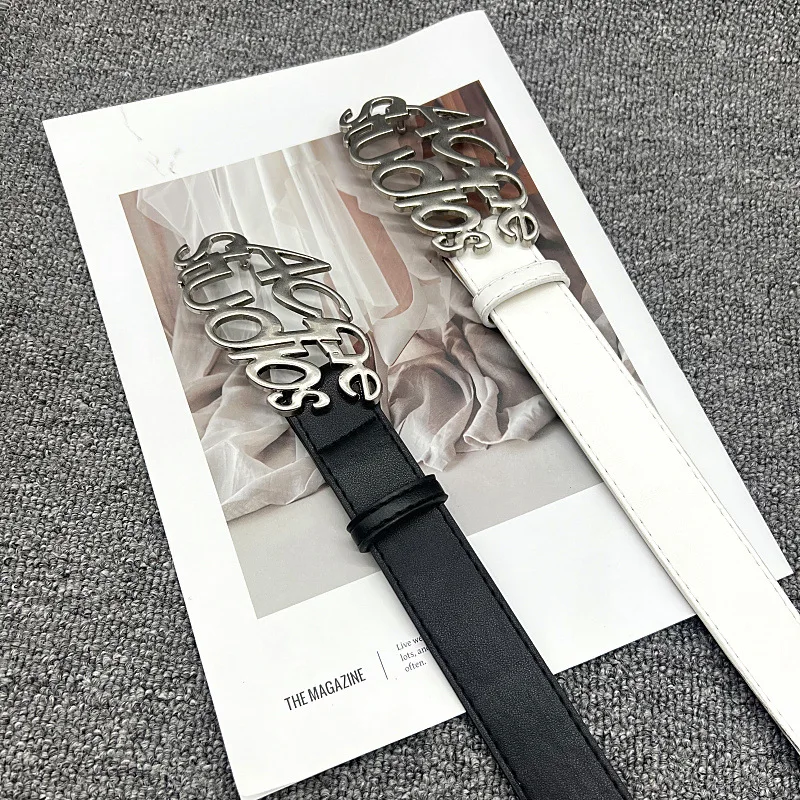 Vrouwelijke tailleband legering gesp pin gesp jeans zwarte riem chique luxe merk dames vintage riem lederen riem voor dames