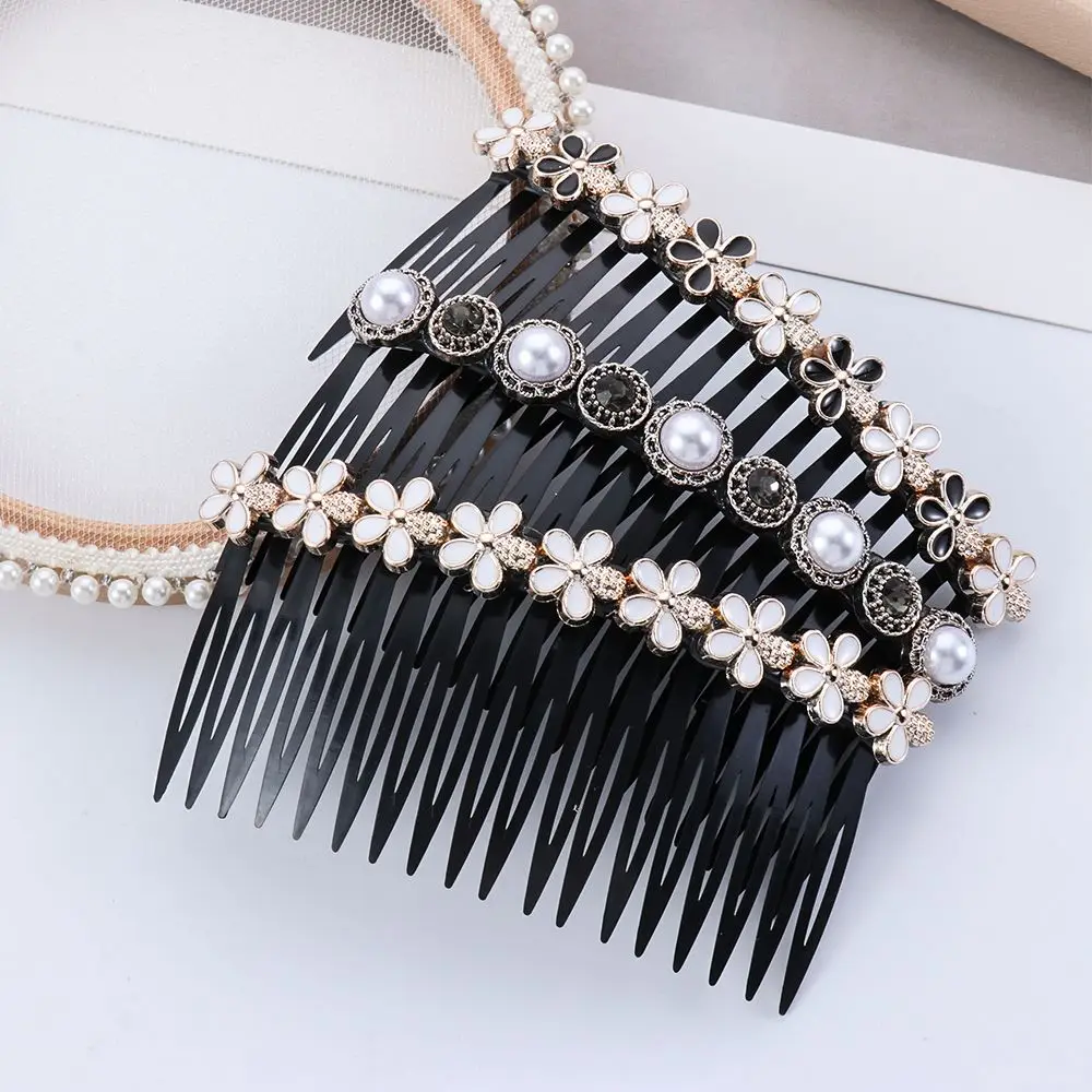 20 Teeth Pearl Flower Hairband Headwear Inserted Hair Comb Hair Clip Bangs Hairpins Rhinestone Buttons Hair Styling Accessories