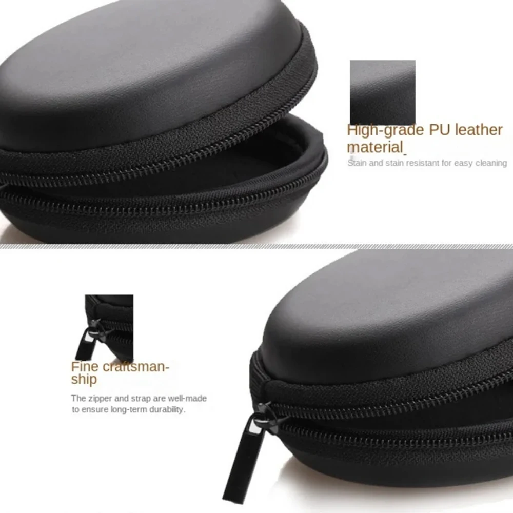 Tas Penyimpanan Headphone Diameter 8CM Kotak Penyimpanan Organizer Headphone Bulat dengan Kotak Penyimpanan Kabel Flash Drive USB Koin Partisi