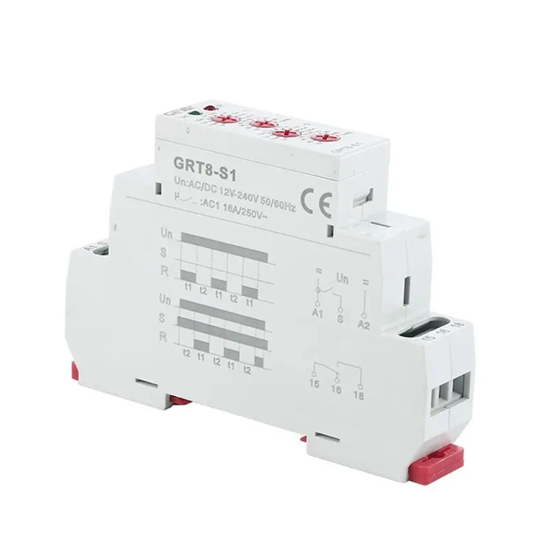 A58Z  GRT8-S Asymmetric Cycle Timer Relay SPDT 16A Electronic Repeat Relay, GRT8-S1 ACDC12V-240V