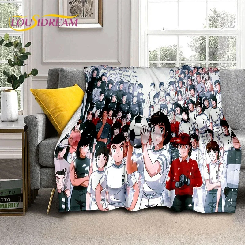 الكرتون الكابتن تسوباسا كرة القدم لينة الفانيلا البطانيات ، رمي بطانية مريحة بطانية للنزهة سرير أريكة هدايا غرفة نوم المنزل