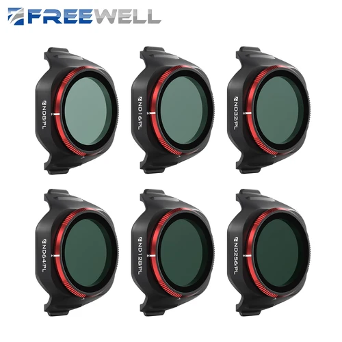 Freewell Drones Bright Day Paquete de 6 ND/PL filtros ND8/PL,ND16/PL,ND32/PL,ND64/PL,ND128/PL,ND256/PL para DJI Mini 5 Pro Drone accesorios de cámara
