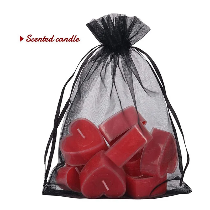 

ABHU 200PCS Black Organza Gift Bags 9X12cm, Mesh Wedding Favour Bags With Drawstring For Jewelry Makeup Candy Baby Shower