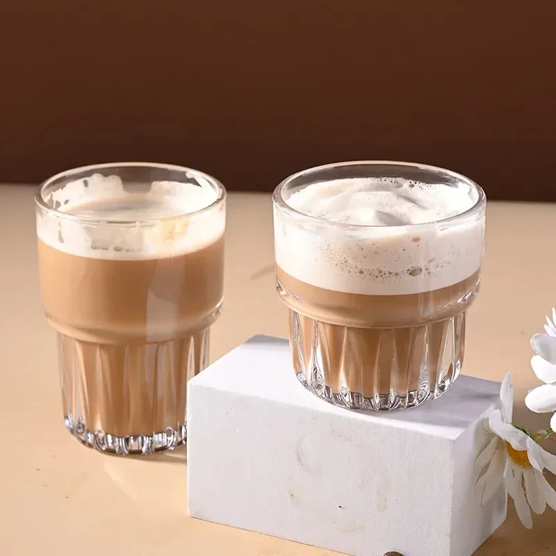 

TOPLIVING 155ml/250ml/316ml Transparent Cup Coffee Cups Crystal Glass Creative Gift Glass For Drinking Heat Resistant Water Bott