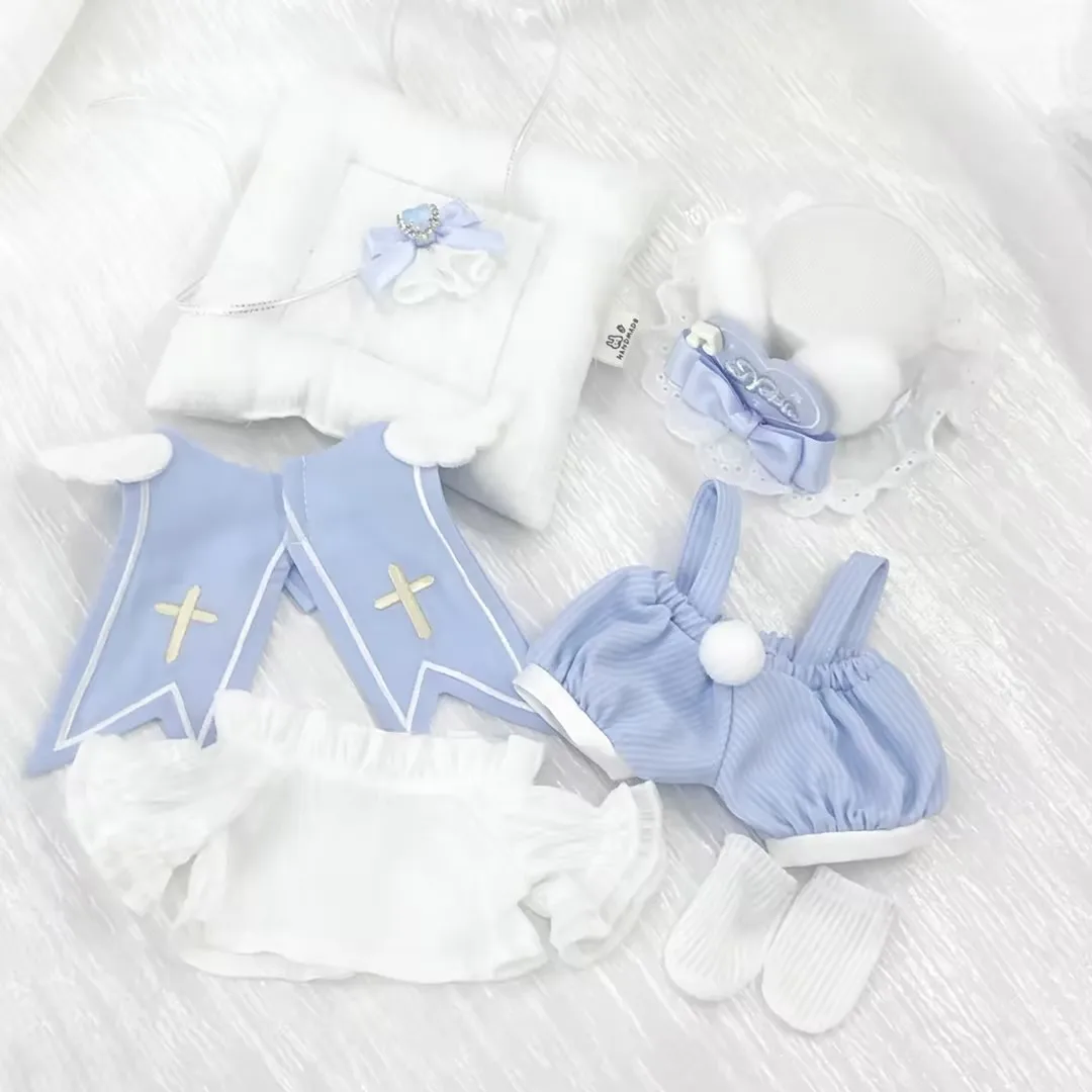 20 سنتيمتر ملابس دمى قميص ربطة القوس فيونكة الجوارب أرنب الأذن أفضل قبعة أسود أزرق الملابس زي دعوى اكسسوارات أنيمي لعبة لعبة الاطفال الهدايا