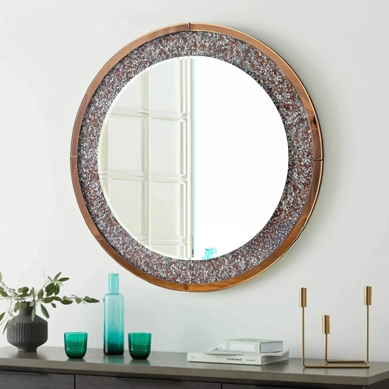 European-style entrance decorative mirror, bathroom, bathroom, bedroom dressing mirror, round