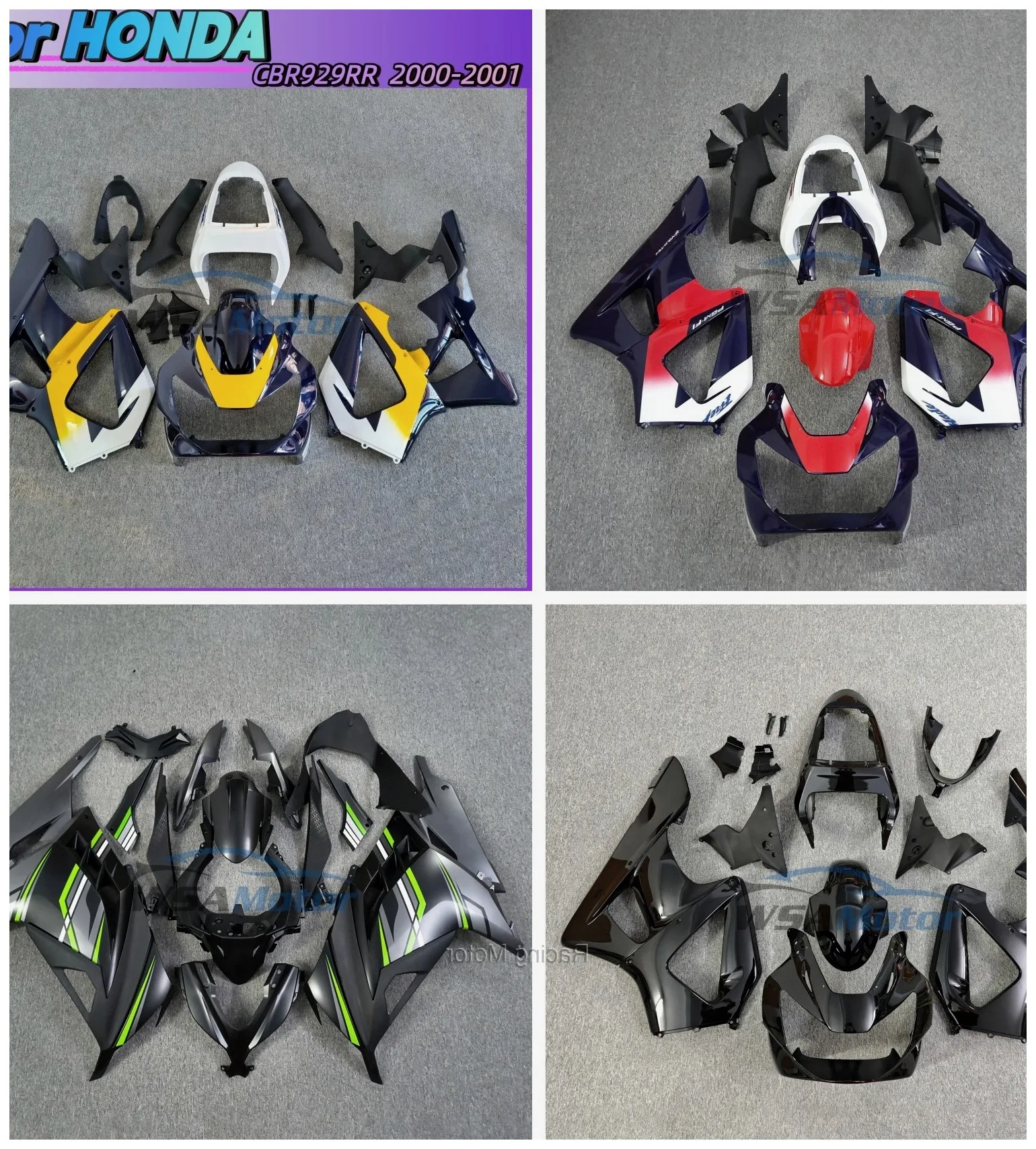Customized Bodywork Fairing Set - Injection Fairing For HONDA CBR 929RR 929 RR CC Repsol Black CBR929RR 2000 2001 CBR929 RR 00 0