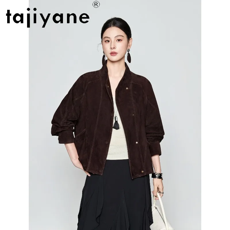 TAJIYANE Real Leather Jacket Woman High Quality Sheepskin Suede Leather Coat Cropped Jackets for Woman Vintage Outerwear 자켓 2026