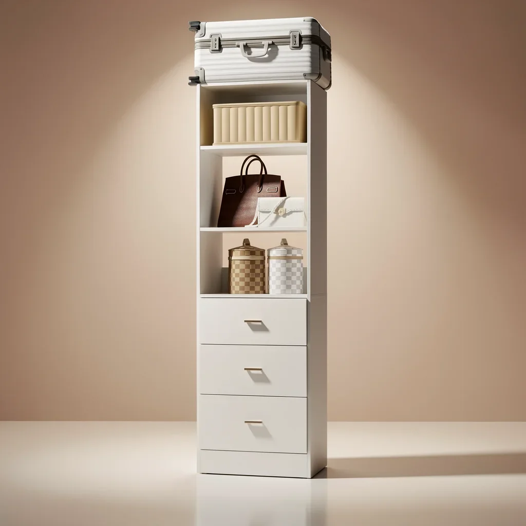 Closet System, 3Ft-5Ft Closet Organizer System With 4 Wooden Drawers, Walk-In Closet Storage System With 4 Expandable Hanging Ro