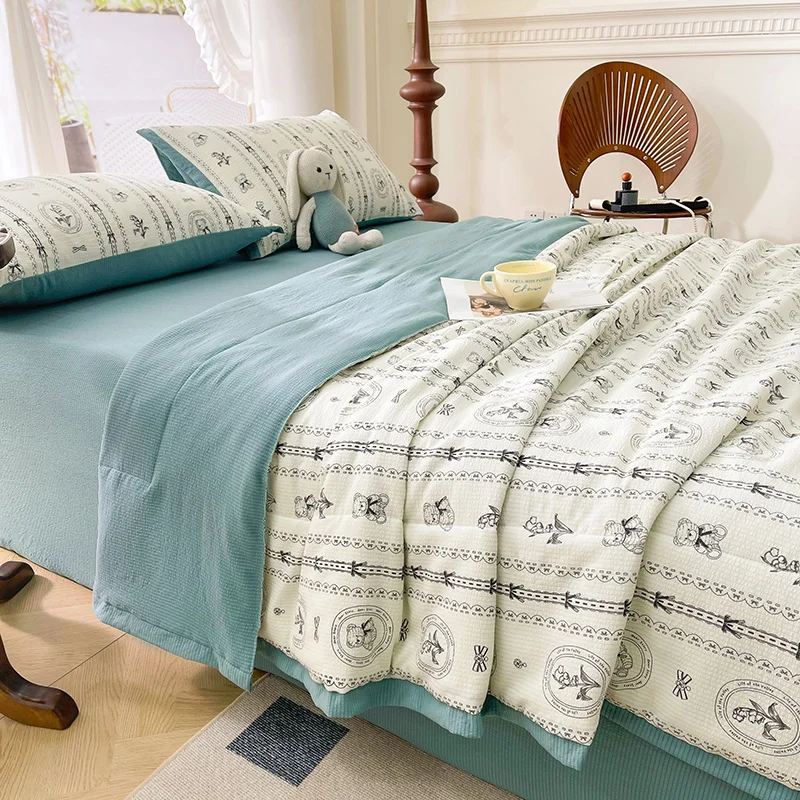 Korean Summer Quilt Hotel Bed Cooling Quilt Air Conditioning Quilts Queen Size Single Double Blanket for Thin Cotton Comforter