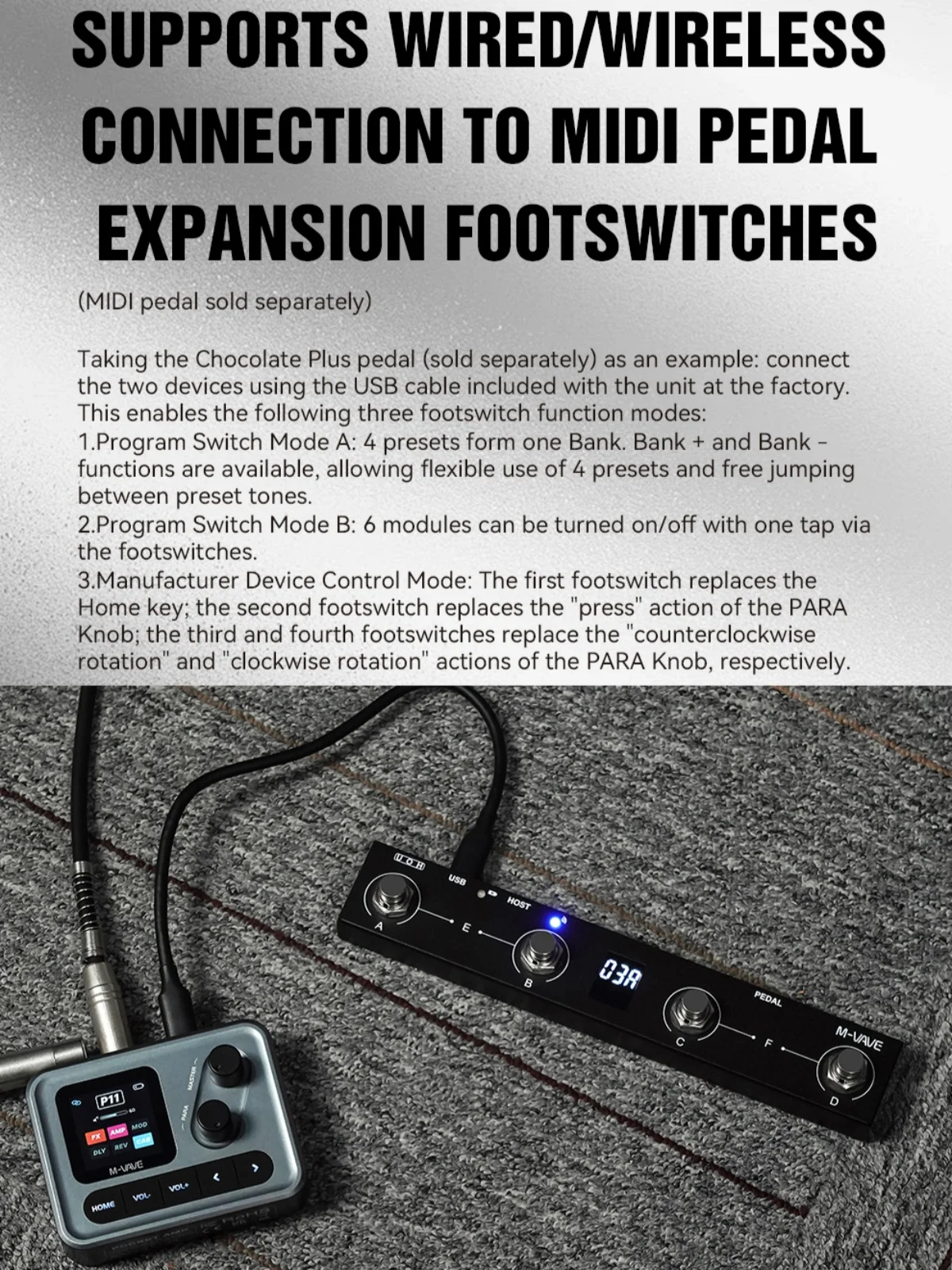 M-VAVE Pocket AMP 1.54" HD Screen Guitar Multi-Effects Processor/6+1 Custom FX Chain/USB-C Audio Interface/for Direct Recording view 5