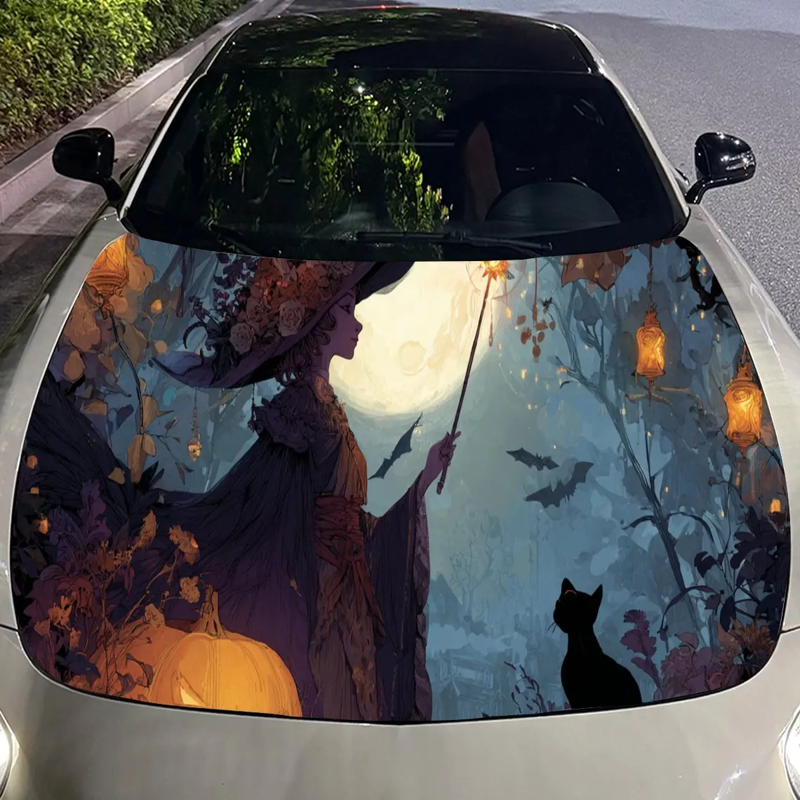 معالج رائع - ملصقات غطاء محرك السيارة للقطط - غلاف فينيل ذاتي اللصق ومقاوم للماء ومتين، يزين ويحمي سيارتك، مناسب لـ Fo #4