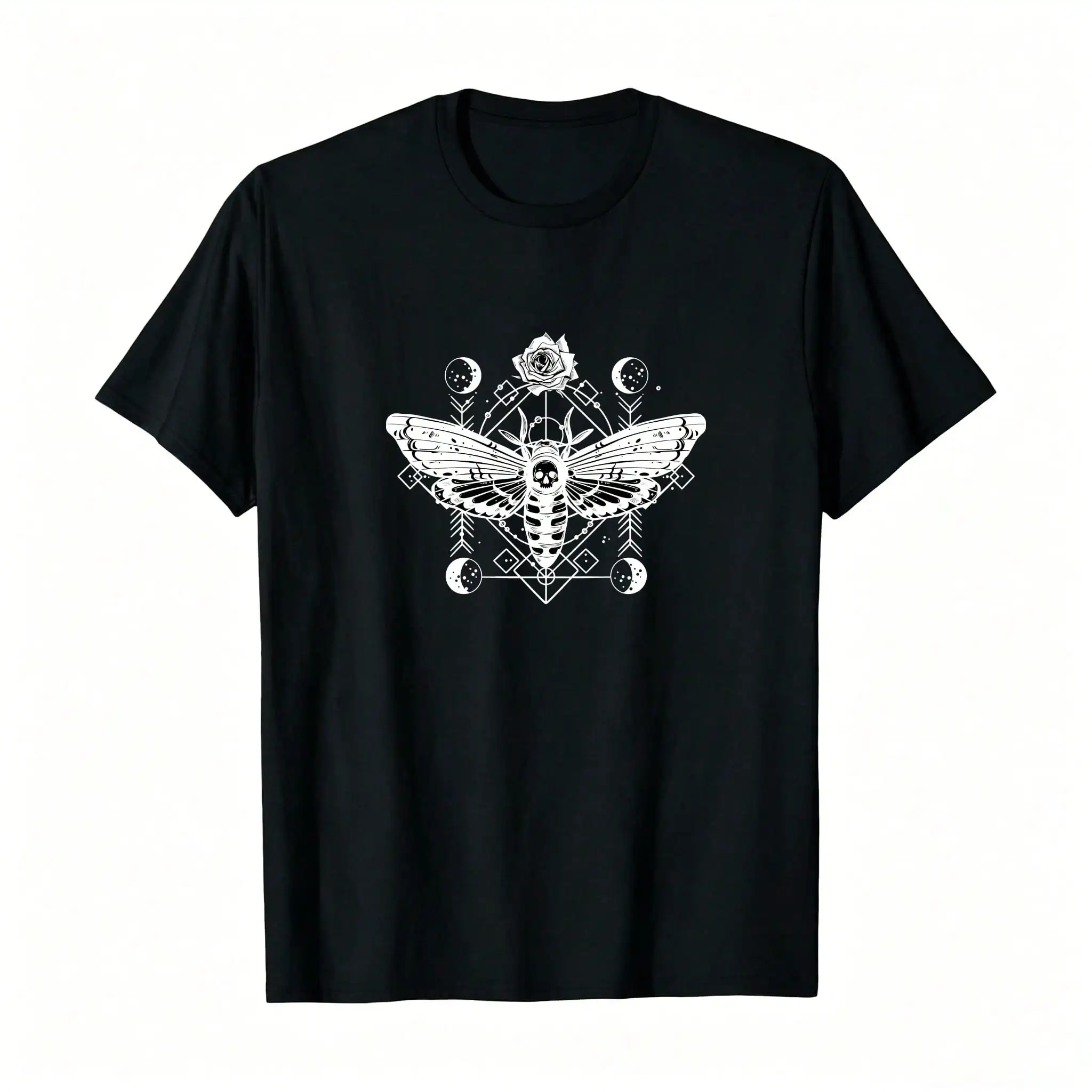 Moon Phases Moth Occult Rose Witchcraft Magic Gothic Pullover  Men Fall And Winter Long Sleeve S_,Breathable And Comfortable Short-Sleeved Round-Neck Top, Suitable For All Seasons, Everyday Wear For Women