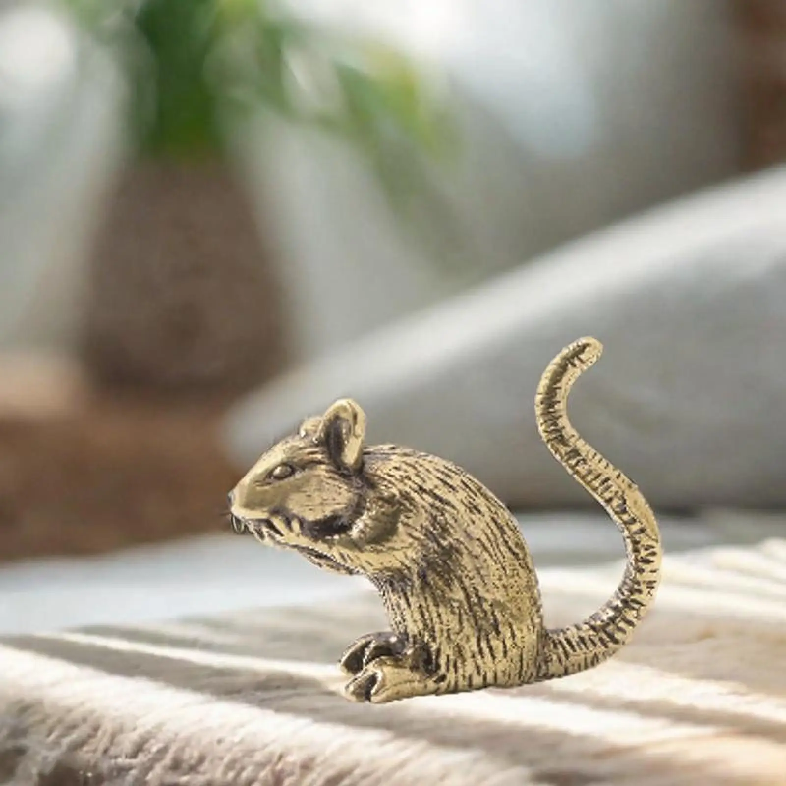 Brass Rat Ornament Copper Mouse Statue Gifts Tabletop Ornament Collectible Creative for Living Room Tea Room Dorm Cafe Cabinet