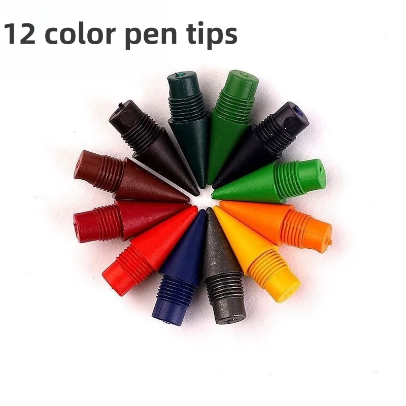 12-teiliges Farbpermanenzstift-Set, austauschbare Spitzen, keine Tinte, kein Schneiden, bruchfeste, nachfüllbare Zeichenstifte – Detail 2