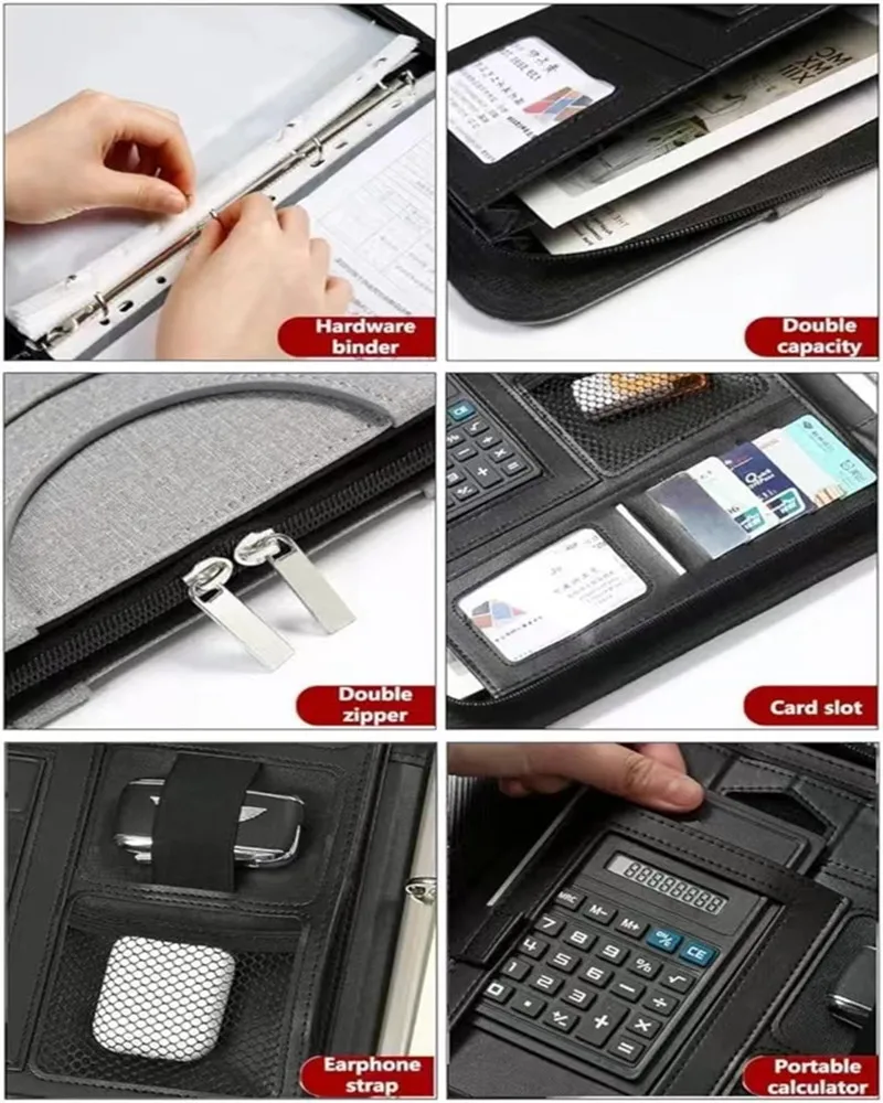 Portfolio Business Padfolio Folder with Zipper, Conference Meeting Executive File Legal Document Organizer with Pockets Letter S