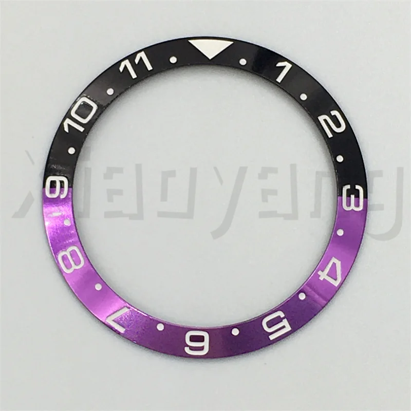 38mm Black Purple Blue Purple Watch Bezel 12/24/60 Insert With For 40mm GMT Diving Watch Case Men's Watch Replace Part Titanium