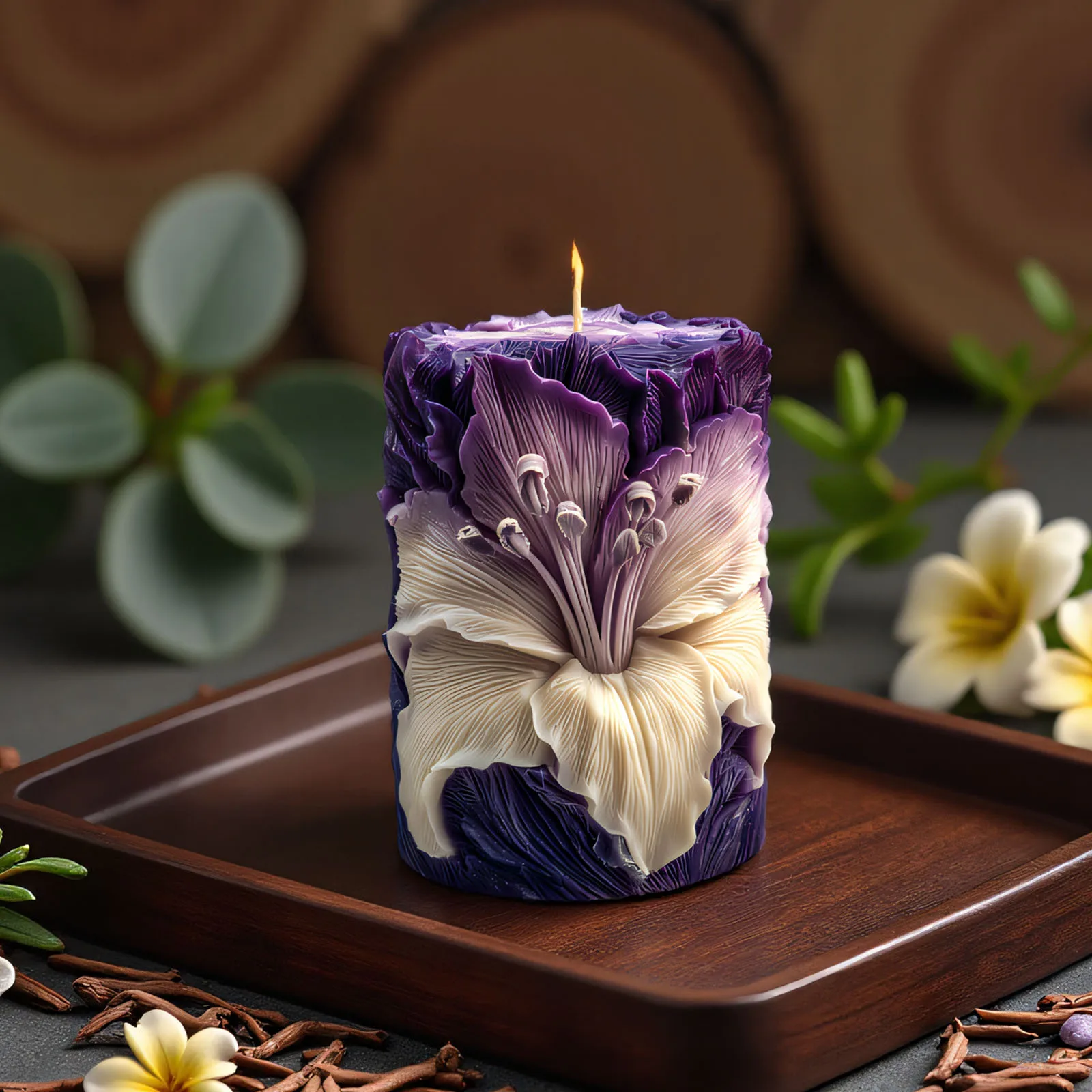 

Lily Aromatherapy Candle Silicone Mold DIY Flower Relief Cylinder Gypsum Plaster Resin Ornament Molds Home Decoration Tool