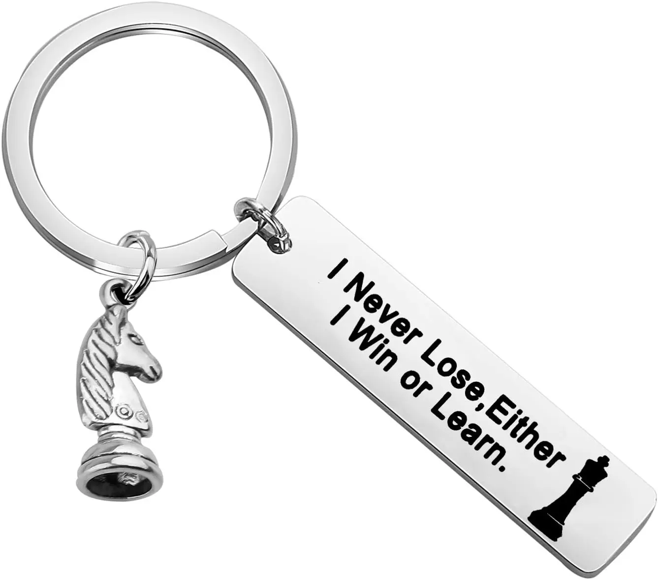 

Chess Lovers Keychain Gift I Never Lose I Either I Win Or Learn Keychain Chess Gift for Chess Player Chess Master