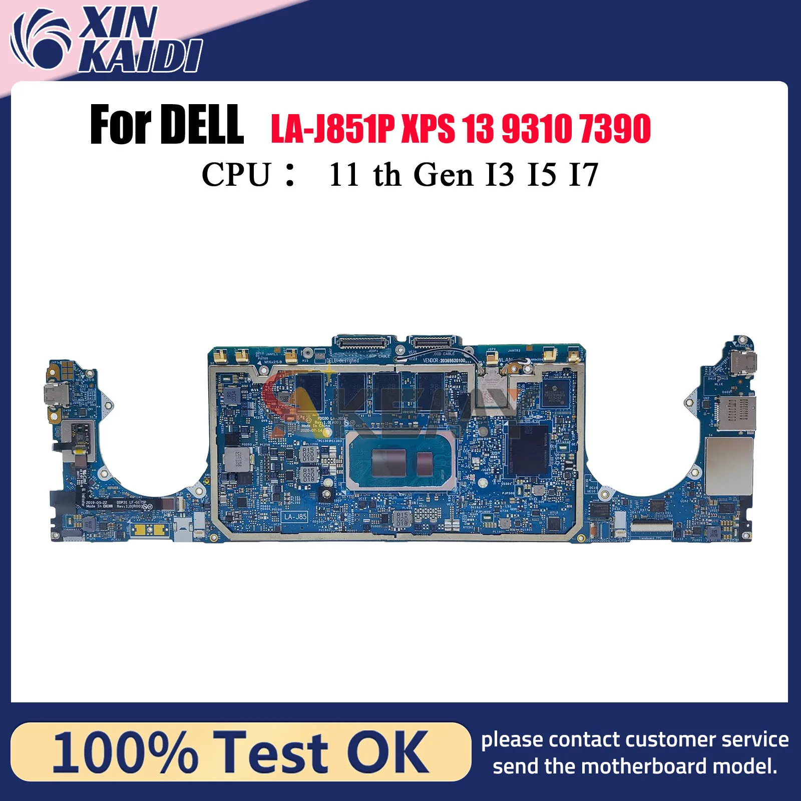 

Материнская плата для ноутбука Dell XPS 13 9310 7390 FDO30 LA-J851P с процессором I3 I5 I7 11 0NVVG 0062CR, 100% протестировано, ОК