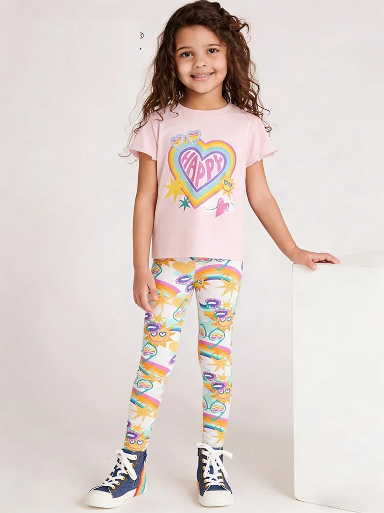 

Summer Baby Girls Cotton Print Short Sleeve T-shirt+Elastic Waist Long Pant Set Kid Sweet Cute 2PCS Children Casual Outfit 2-12Y
