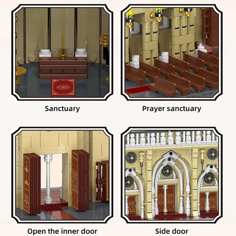 8225pcs Notre-Dame Cathedral Medieval Building Blocks Set Architecture Modular Building Block Assembly Model Kit Adults Toy Gift