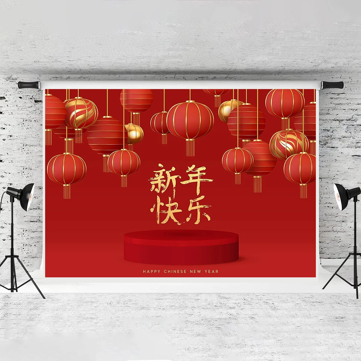 Chinatown Decor Best Wishes Chinese Characters Backdrop Red Couplet Festival Decoration Photography Background Studio Props