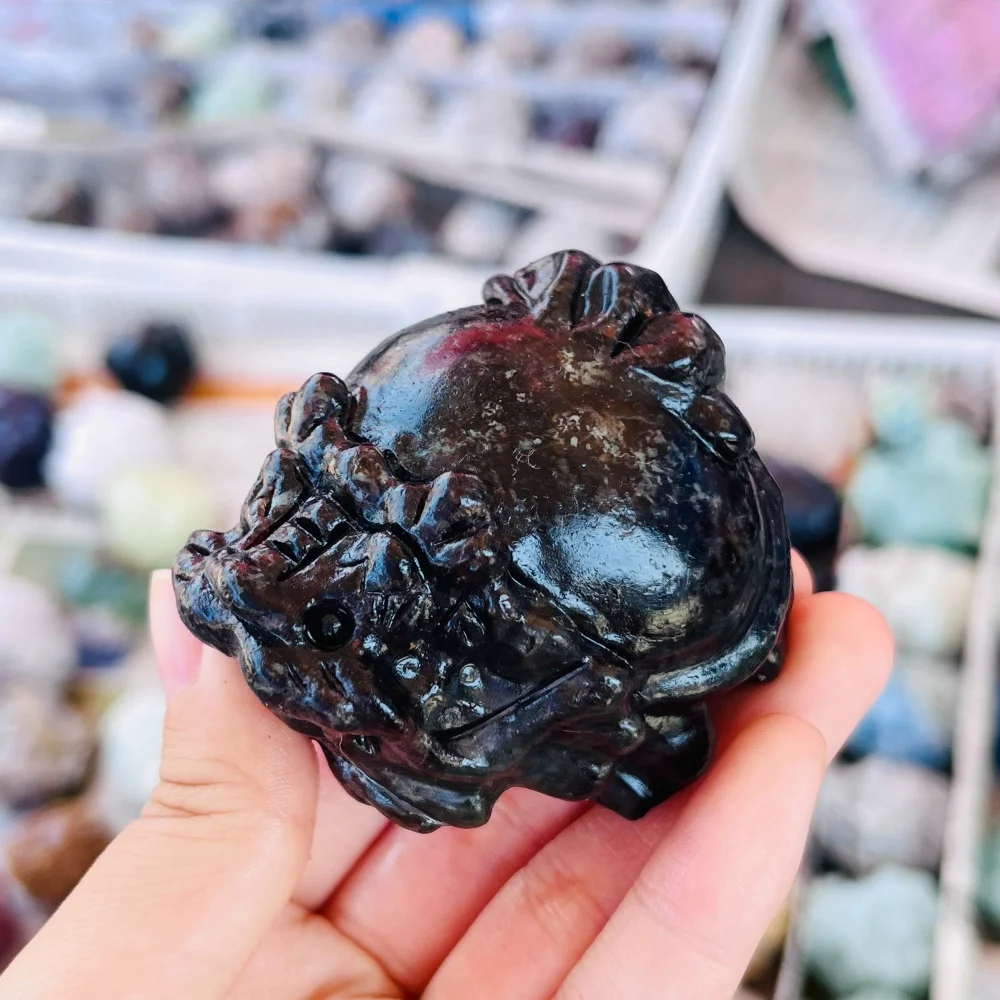 Natural Quartz Larvikite Dragon Turtle Crystal Carving Feng Shui Pixiu Healing Home Decor Fashion Lucky Gift for Business