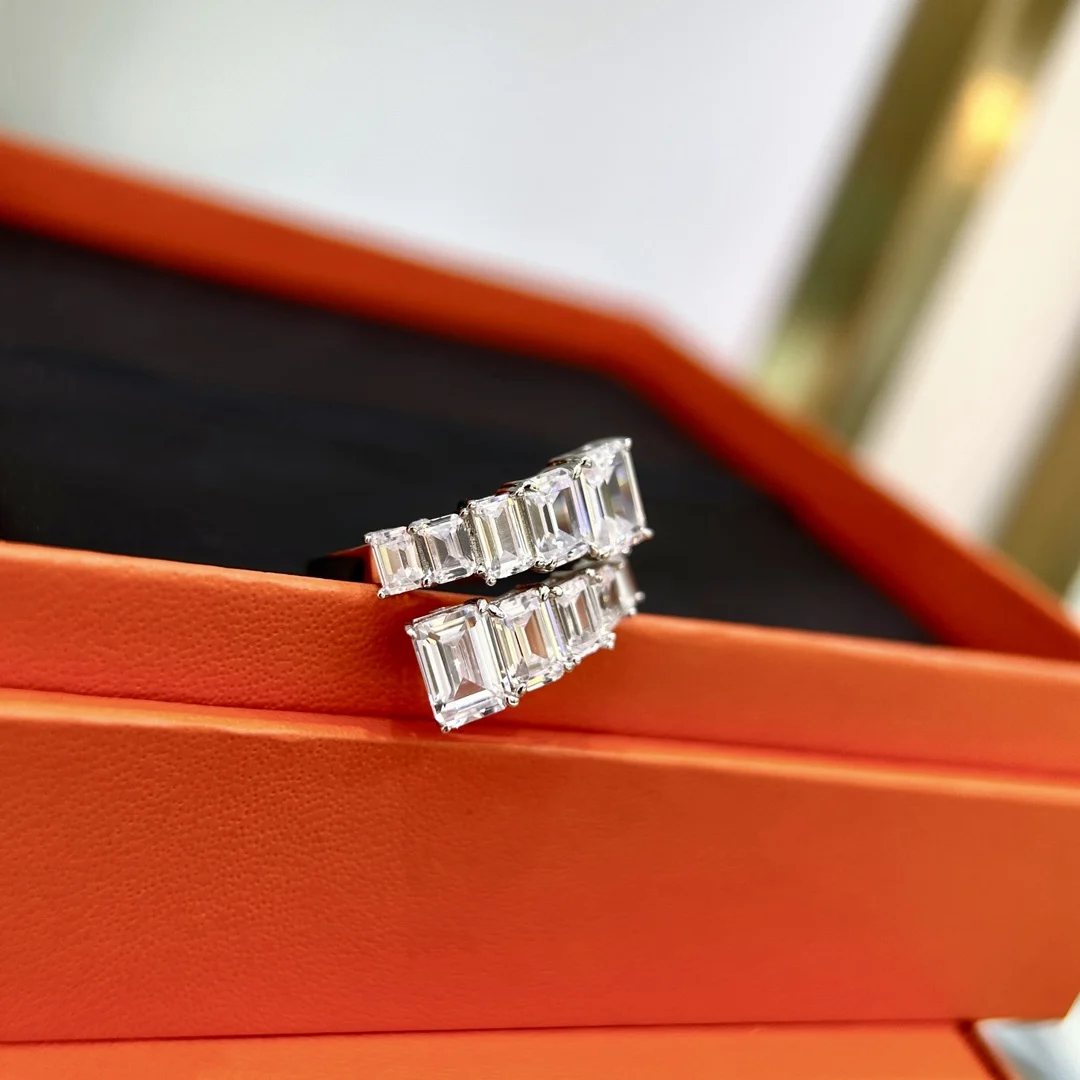 

Европа Америка 925, серебряное бриллиантовое геометрическое роскошное кольцо, женское очаровательное ювелирное изделие высшего качества