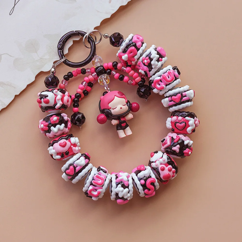 

Unique Heavy Oil Hand-painted Bead Mobile Phone Chain Charm,Keychain ,Bag Accessory Bag Pendant Doll Pendant Girls Gift