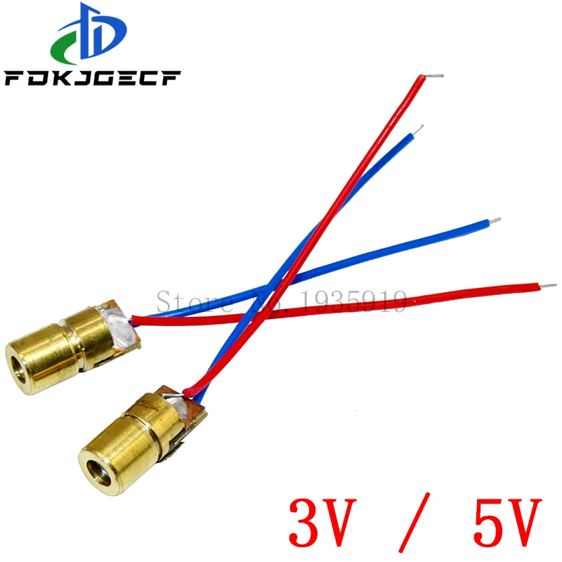 10PCS Adjustable Mini Laser Pointer Diode RED Dot Laser Diod Circuit 3V/5V 5mW 650nm Module Pointer Sight Copper Head