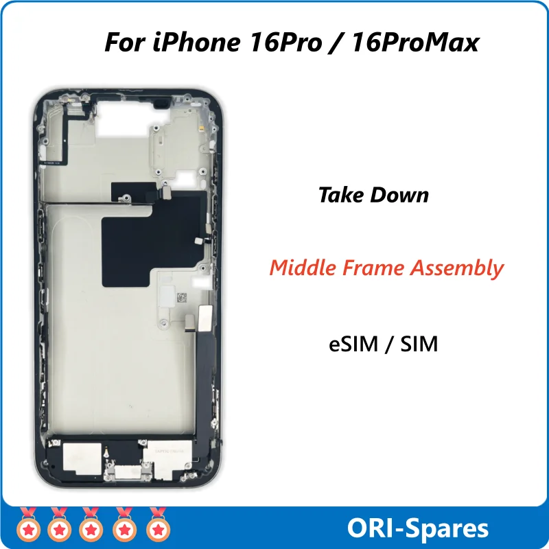 Disassembled Middle Housing Frame with Speaker Charging Bluetooth Camera Button Flex for iPhone 16ProMax 16Pro