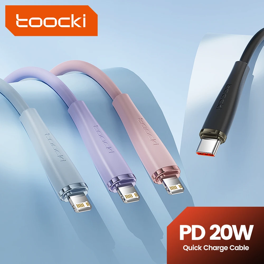 Toocki PD 20W Type C Cable For iPhone Soft TPE Type C Cable Fast Charge For iPhone 14 13 12 11 Pro Max X iPad Airpods Data Cord
