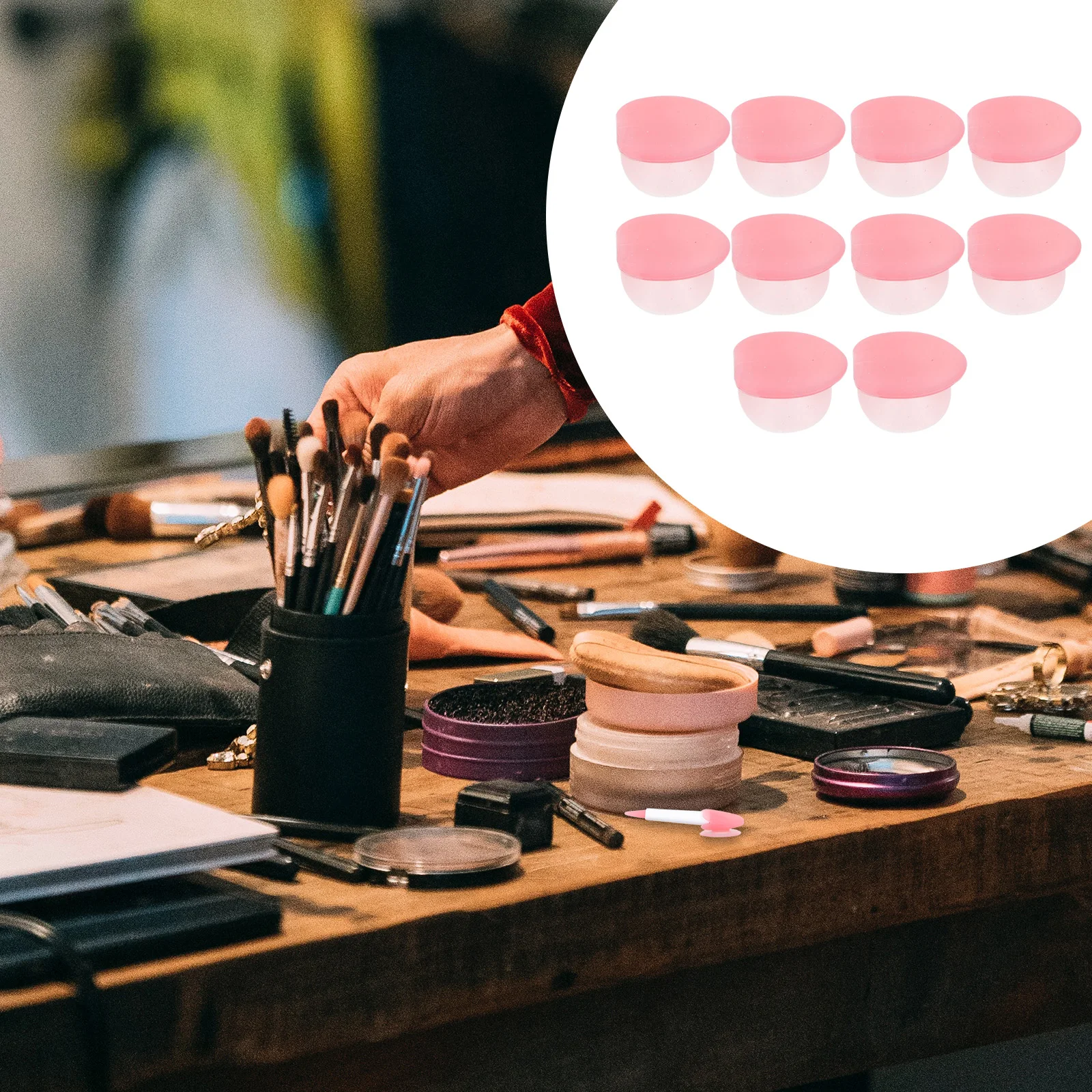 10 قطع من غطاء فرشاة الشفاه المصنوعة من السيليكون المقاوم للغبار وواقي فرشاة المكياج وقابل لإعادة الاستخدام للسفر والتخزين المدمج في الهواء الطلق #4