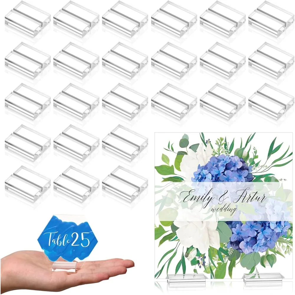 

Acrylic Place Card Holders 1.2Inch Name Card Holder Stands Clear Table Number Stands Wedding Sign Holders Card Display Stand