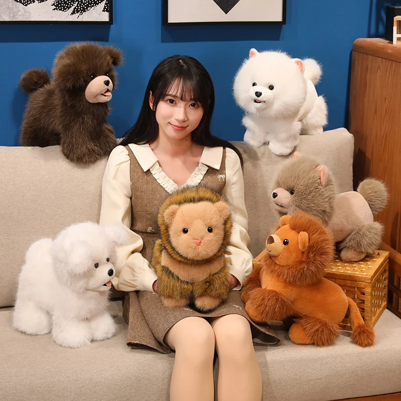 

Adorable Plush Animal Collection Realistic Lion Cartoon Lion And Dog Breeds Soft Stuffed Kawaii Sweet Display Delightful