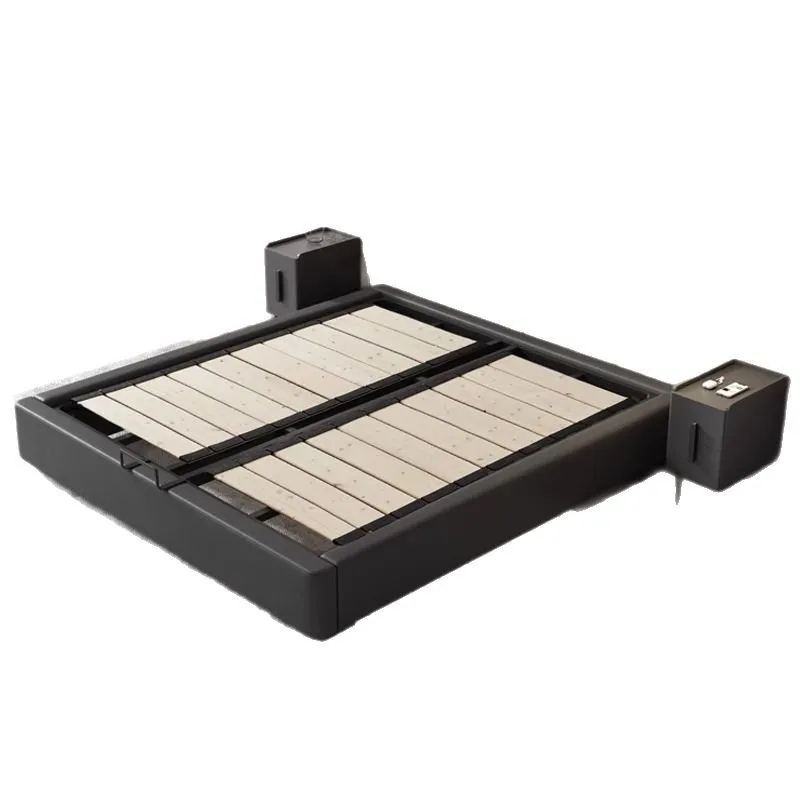 

Modern simple bedside bed frame small apartment light luxury minimalist storage tatami 1.8 meters 1.5 no back leather bed