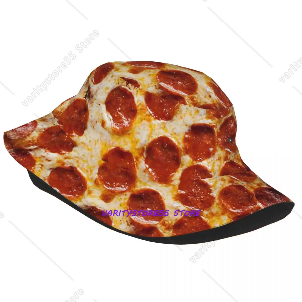 Trendy Pizza Pattern Bucket Hats Woman Foldable Outdoor Tortilla Food Fishing Hats Vocation Getaway Headwear Bob