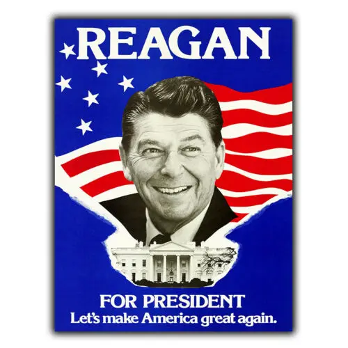 METAL SIGN PLAQUE REAGAN FOR PRESIDENT Let&apos;s Make America Great Again print