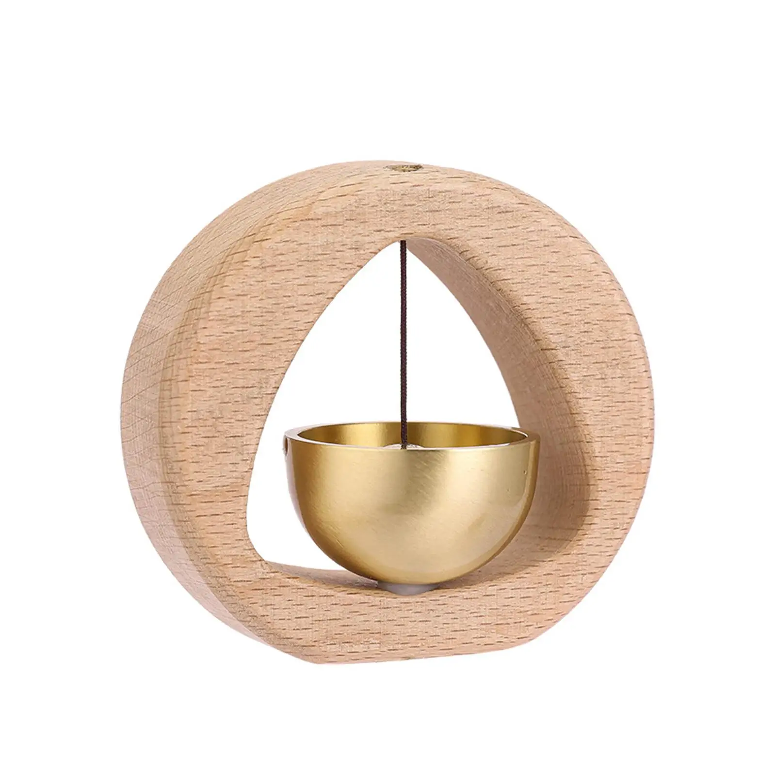 Hanging Shopkeeper Bell Wooden Doorbell Chime for Entry Door Gate Decorative Bells with Brass Accent for Home Store Decor
