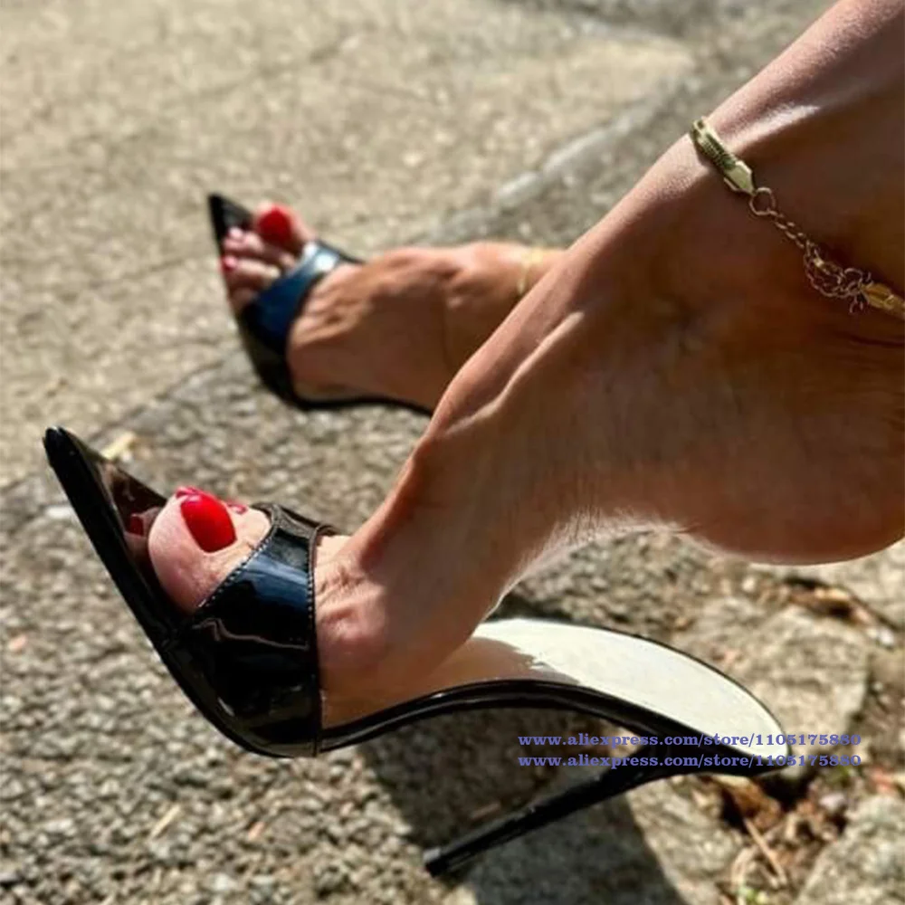 

Pointy Toe Stiletto Heels Mules Slippers Elegant Slip On Party Dress Shoes Women's Shoes Designer Sandalias De Mujer Verano