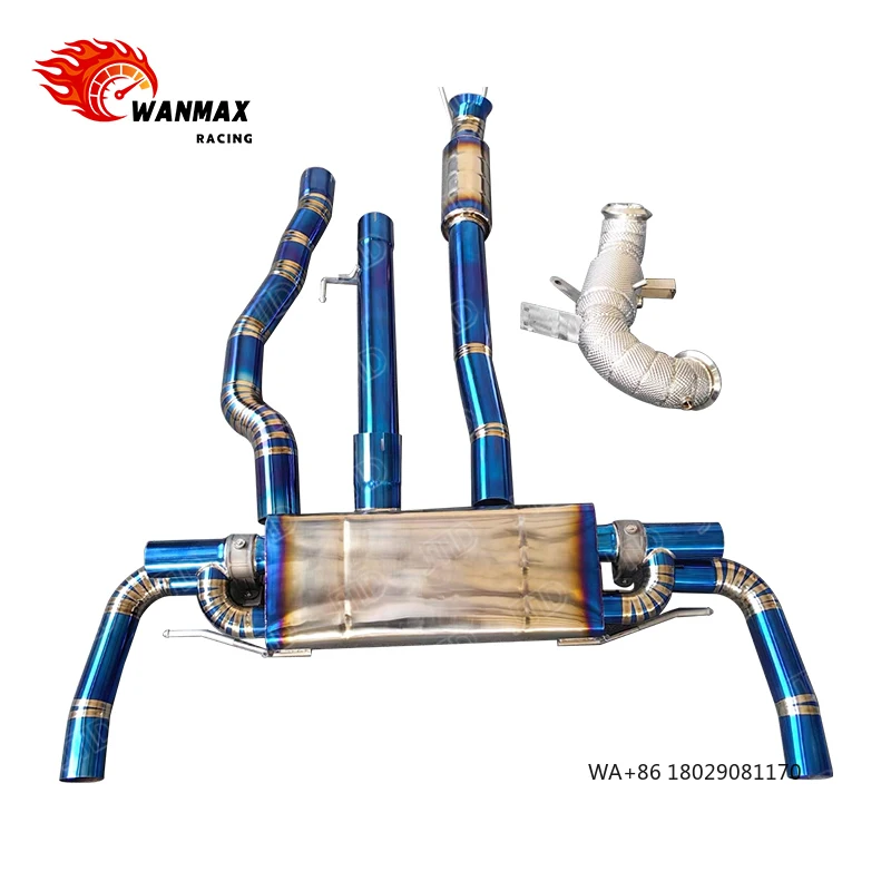 

For 2024 A45S CLA45S W118 Titanium Catback + High Flow Downpipe Valved Exhaust System W/ Carbon Tips