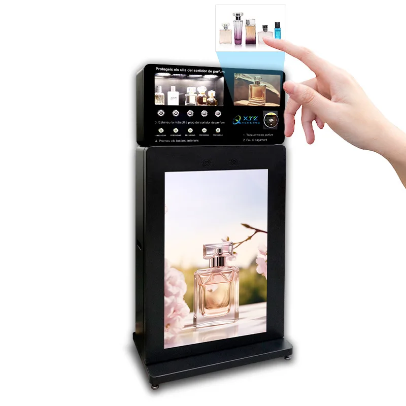 Automatic spray self-service vending cabinet, smart AI mini perfume vending machine, unmanned standing smart vending machine